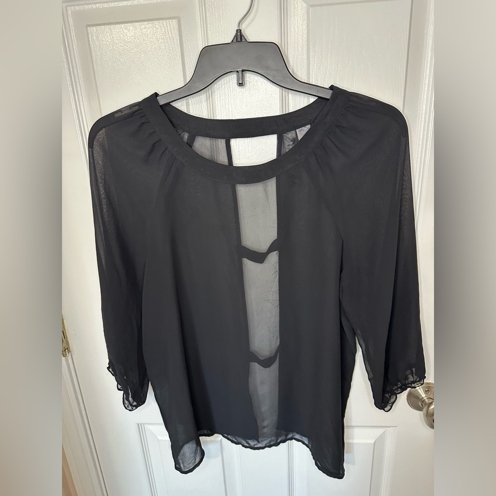 Petticoat Alley Womens Blouse Large Sheer Whimsigoth Coquette Romantic Witchy